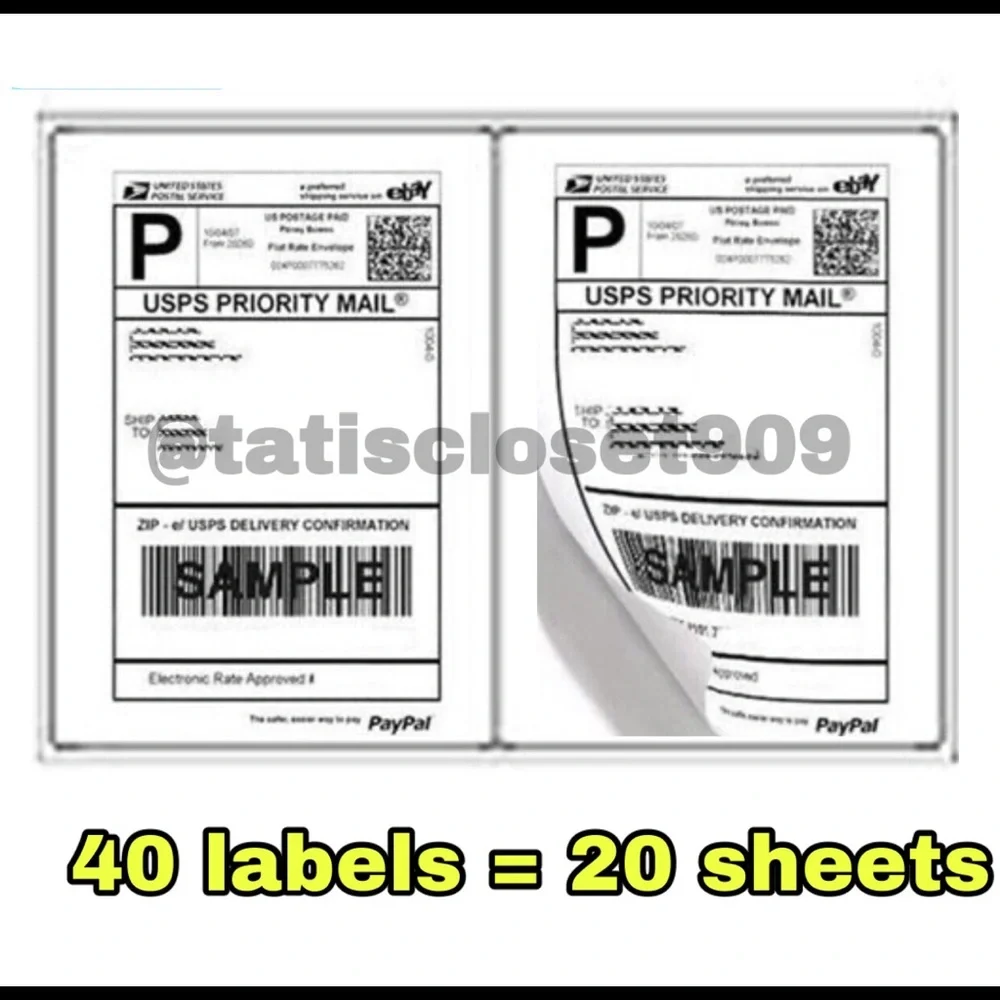 40 labels/20 sheets shipping labels round edges